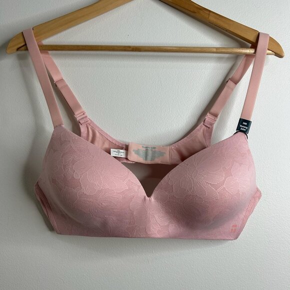 Tommy John Bra Womens 38B Pink Second Skin Lightly Lined Wireless Lace No Show - Picture 1 of 7